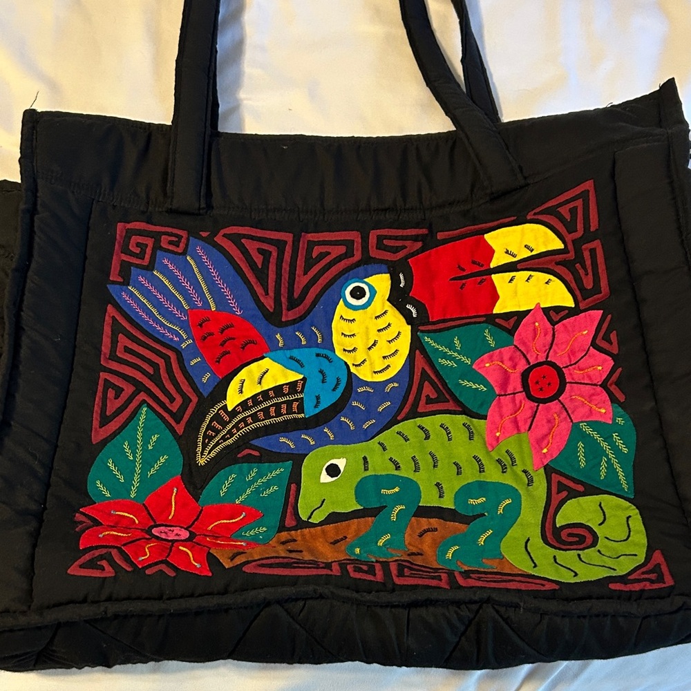 Colorful Embroidered Tote Bag